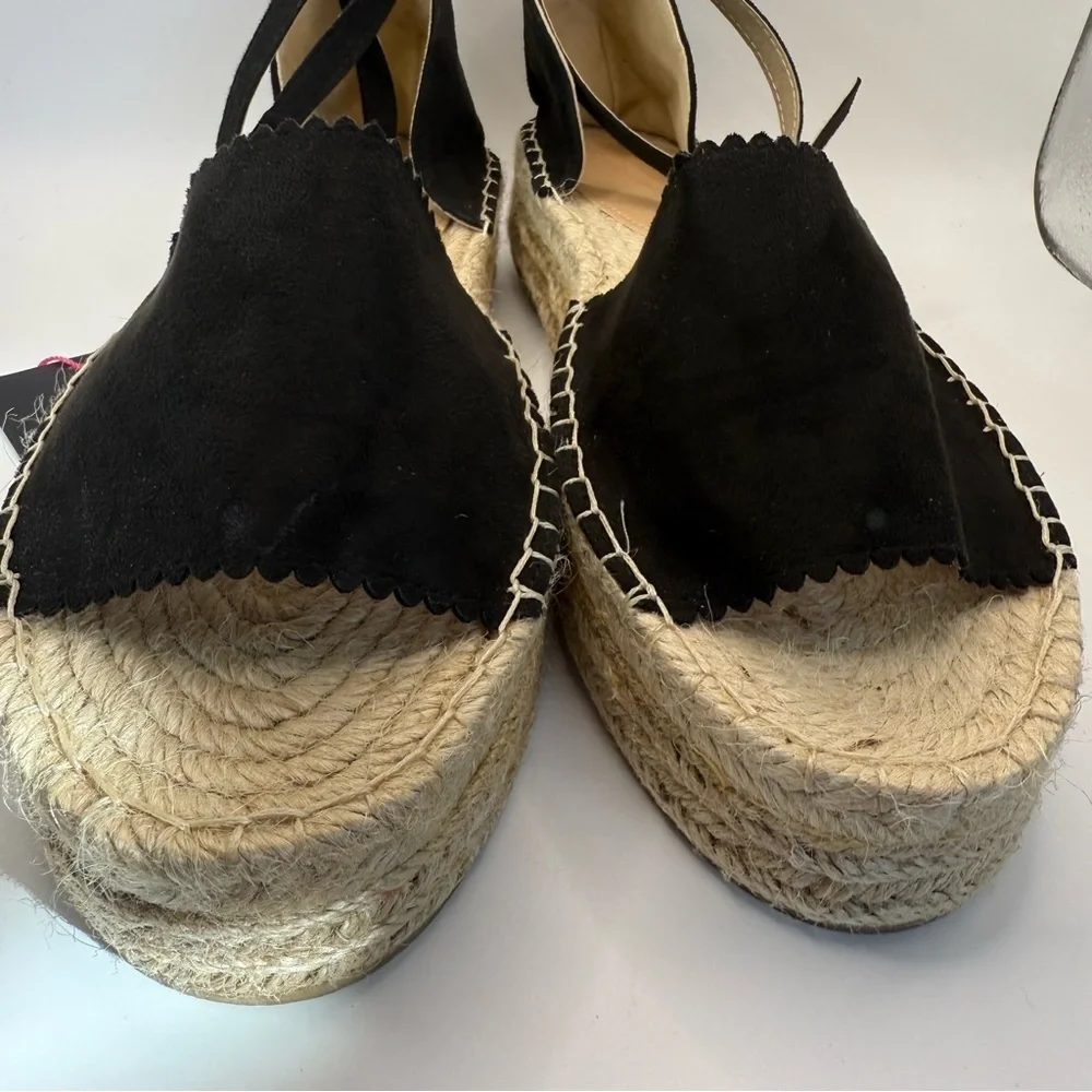Black Espadrille Flatform Sandals